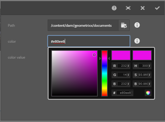 Color picker in AEM