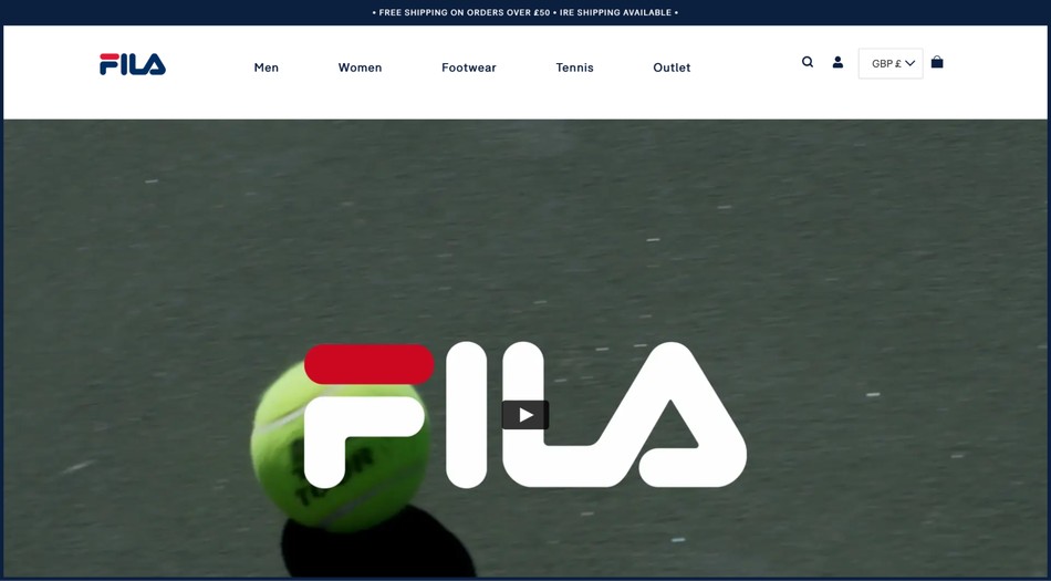 Fila website homepage screenshot