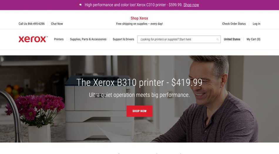 Xerox website homepage screenshot