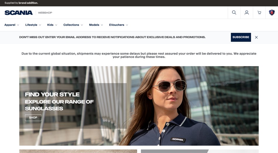 Scania website homepage screenshot