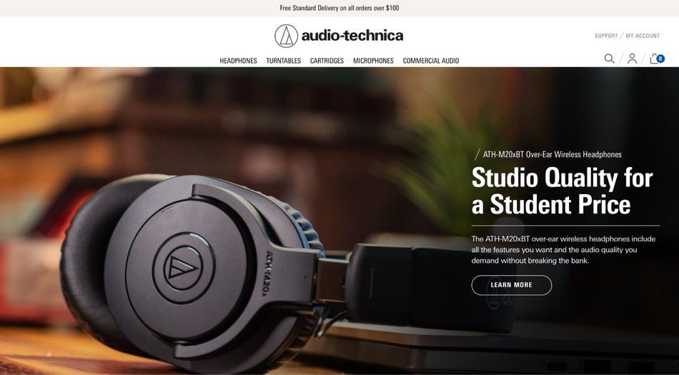 Audio-Technical website homepage screenshot
