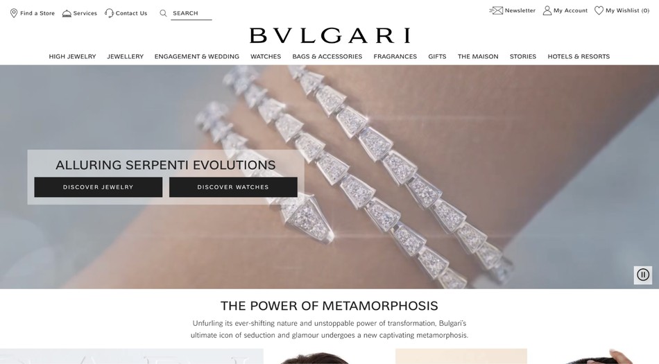 Bulgari website homepage screenshot